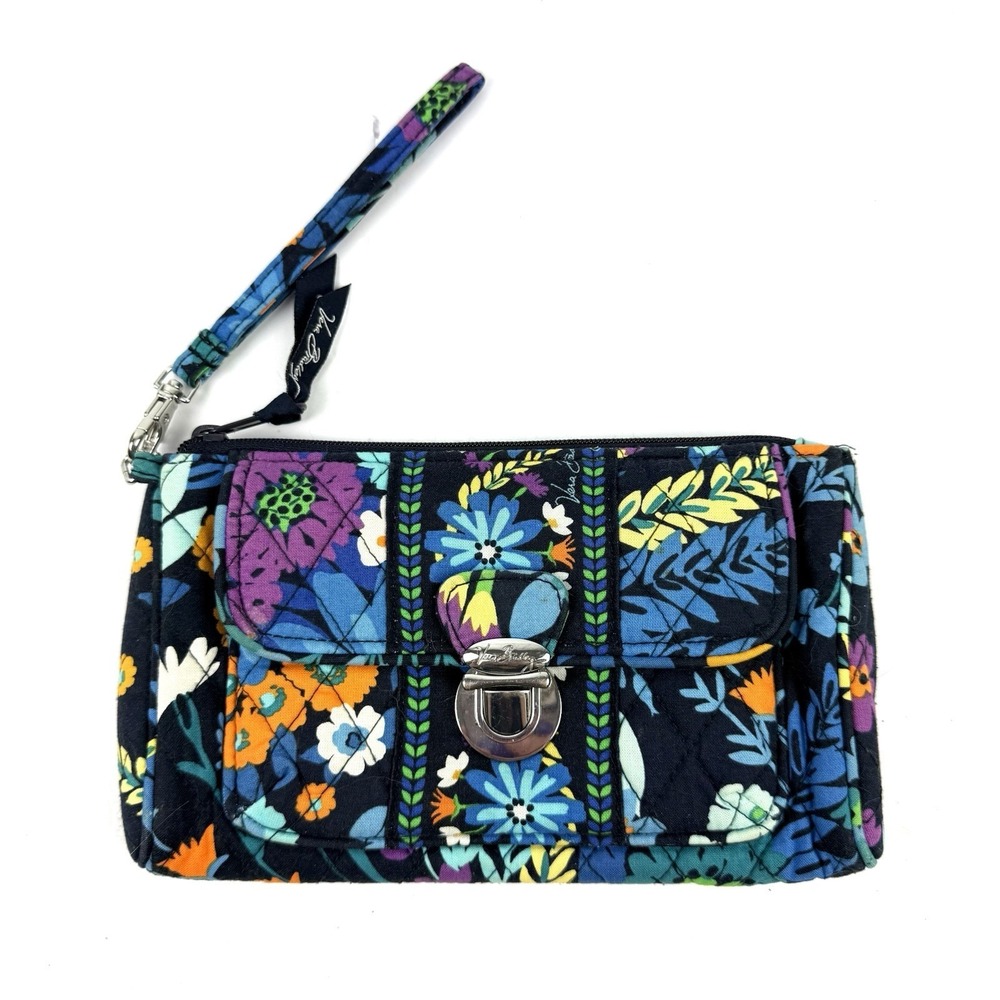 Vera Bradley Midnight Blues Pushlock Wristlet Wallet Womens Used Once
